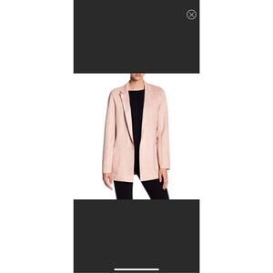 Joan Vass Light Pink Suede Feel Open Front Blazer